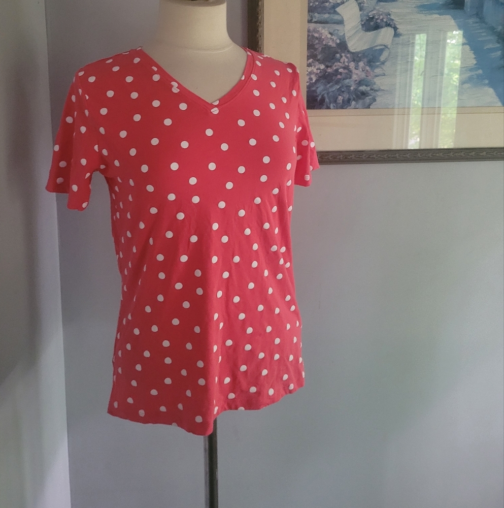 Classic Editions Polka Dot V-Neck Women's Top Size S